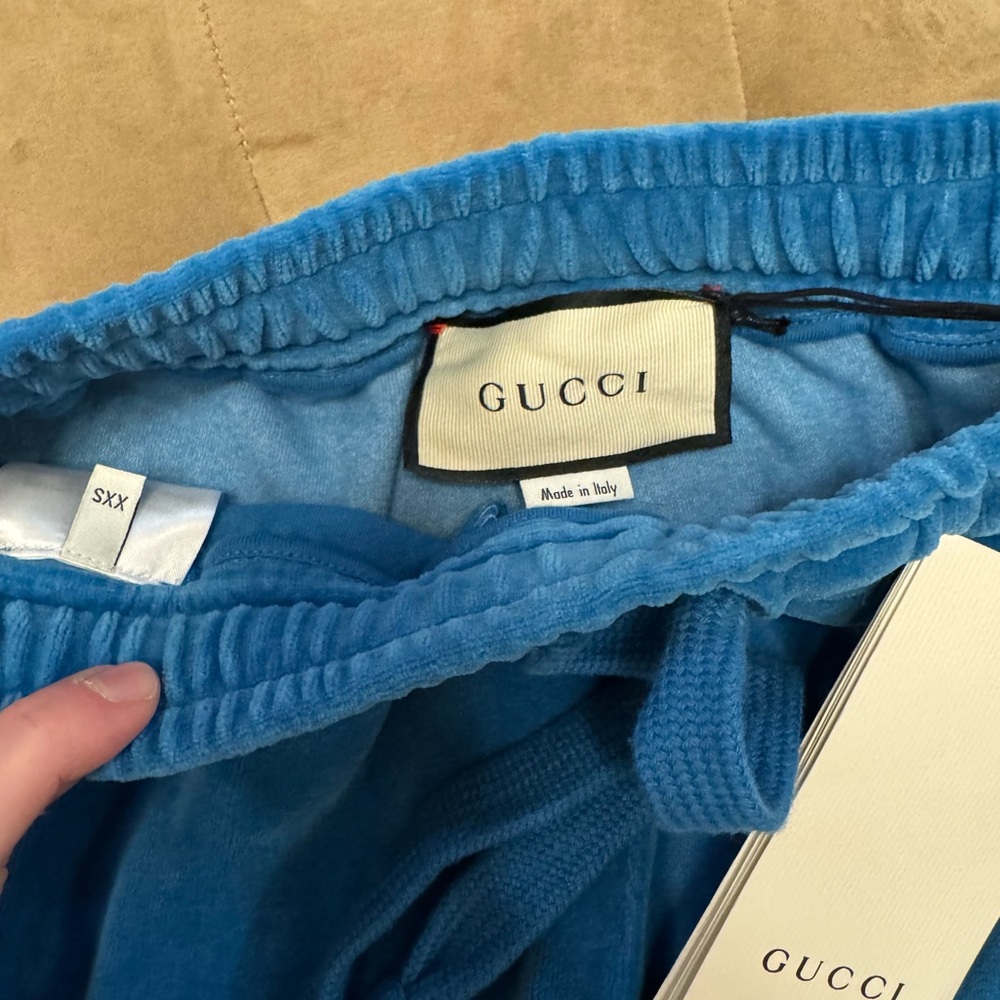 Authentic NWT Gucci Turquoise Velour Joggers - Picture 4 of 5